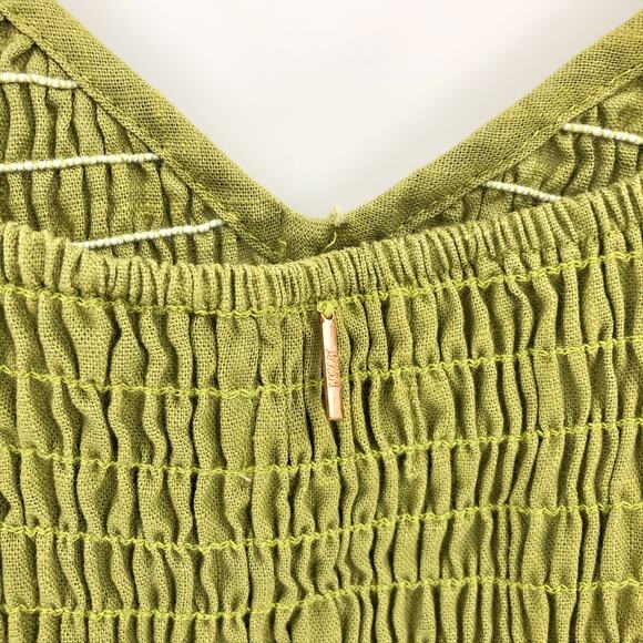 MISA LOS ANGELES ​Calla Shirred Crop Top Size XL Olive Green Elbow Sleeves NWOT - Picture 7 of 10